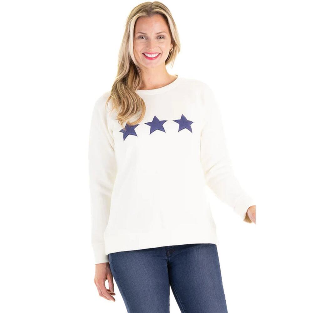 Duffield Lane Keily Sweatshirt WInter White Stars Women's M